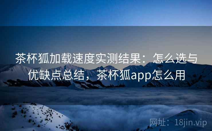 茶杯狐加载速度实测结果：怎么选与优缺点总结，茶杯狐app怎么用