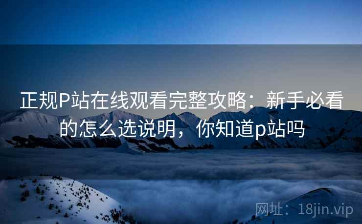 正规P站在线观看完整攻略:新手必看的怎么选说明,你知道p站吗 第2张 正规P站在线观看完整攻略:新手必看的怎么选说明,你知道p站吗 第2张